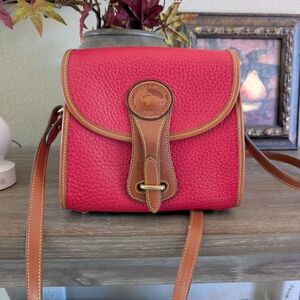 Dooney & Bourke Red and Tan Leather Crossbody Bag